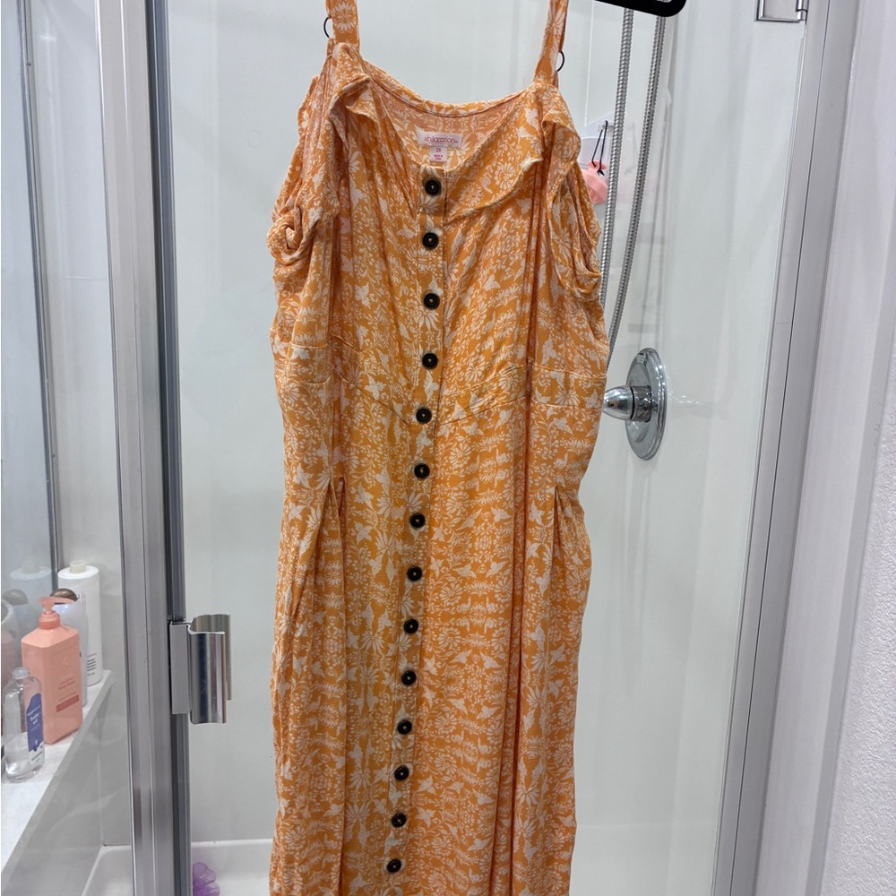 Xhilaration Orange Floral Maxi Dress
